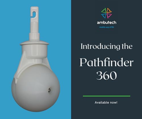 Pathfinder 360° 2-Inch Rolling Ball by Ambutech, Rolls in Any Direction, Hook Style White Cane Tip for The Blind and Visually Impaired (Patent AP-18/124,738)