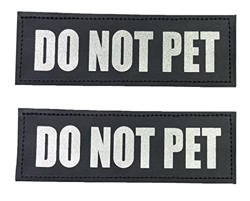 Albcorp Reflective Do Not Pet Patches with Hook Backing for Service Animal Vests/Harnesses Medium (5 X 1.5) Inch