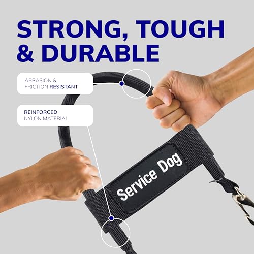 ActiveDogs Bridge Handle for Service Dog Vest & Harnesses - Service Dog Handle with Reinforced Nylon, Heavy Duty Metal Clips & Service Dog ID Band - Black 12"