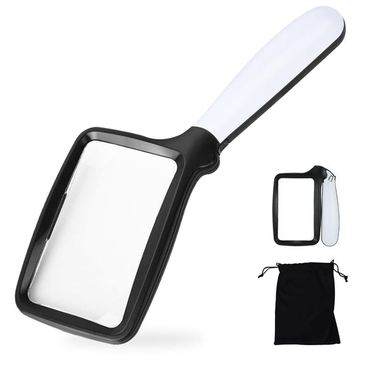 olding Handheld Magnifying Glass with Light, 3X Large Rectangle Reading Magnifier with Dimmable LED for Macular Degeneration Seniors Reading Inspection Coins Jewelry