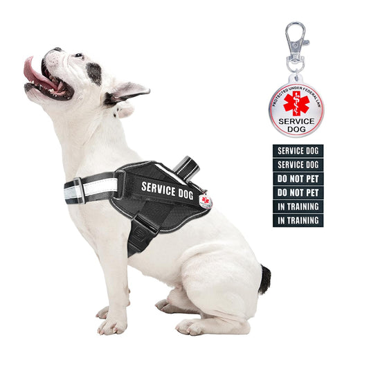 Service Dog Vest+Service Dog Tag+6 Removable Patches, Bestalk Lightweight in Training Dog Harness, Reflective Dog Vests with Soft Padded Handle for Small, Medium, Large Dogs