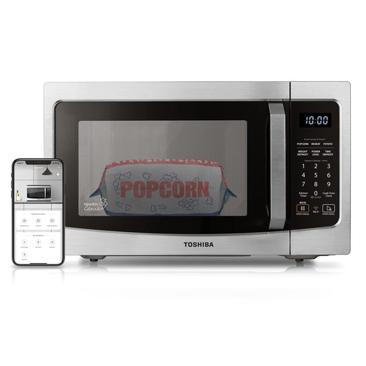 TOSHIBA ML-EM34P(SS) Smart Countertop Microwave, Sensor Reheat, Works With Alexa & Remote Control, Kitchen Essentials, Mute Function&ECO Mode, 1100W, 1.3 Cu Ft, With 12.4" Turntable, Stainless Steel