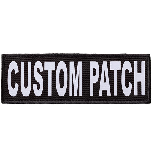 Dogline Custom Bright White Text Patch for Vest Harness Or Collar Customizable Text Personalized Patches with Hook Backing Name Service Dog in Training Emotional Support (1 Patch) - 1.125" x 4.25"