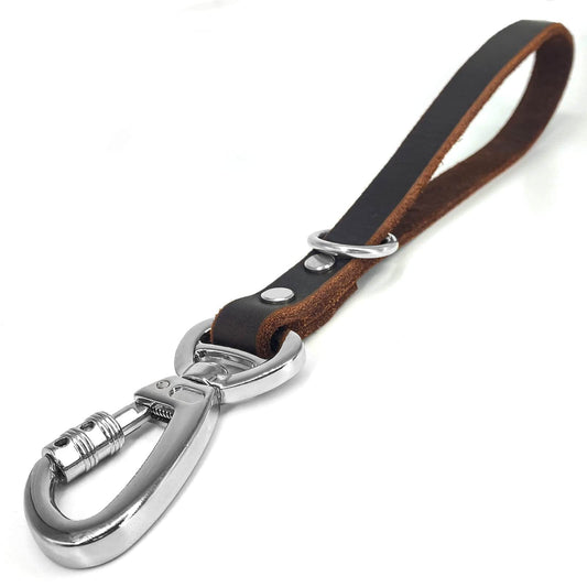 Genuine Leather Short Dog Lead, Strong Traffic Pet Leads with Heavy Duty Metal Hook, Handmade Short Dog Leashes for Big Large Medium Dogs Training and Walking (Excellent Style)