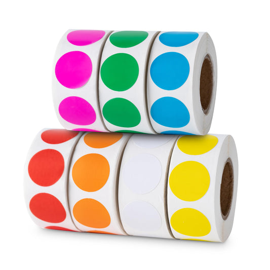 Hoewina 3500 Pcs Colored Dot Stickers, 3/4" Label Sticker Round Color Coding Labels Circle Dots Labels for Office,Classroom,Family（Etc - 7 Colors, 500 Labels/Roll）l
