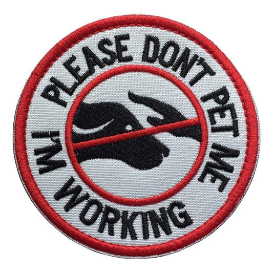 Patch Service Dog Working Do Not Touch Military Tactical Badge Hook & Loop Patch Please Do Not Pet Me I'm Working Service Dog Embroidered Patch-3.15" Diameter Round (ServiceDog-Red/White/Black)