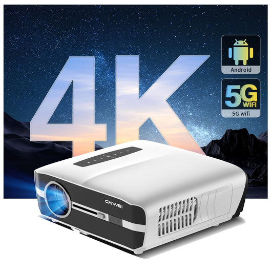 EUG A9S Smart LCD Projector 4K, 1000 ANSI Lumen, Daytime Projectors with WiFi Bluetooth 1080P Native, Built-in Android TV Wireless Projector for iPhone Apps Gaming Outdoor Movies White