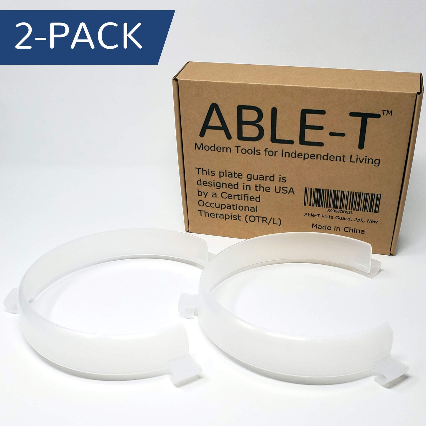 2 Pack - Able-T Plate Guard, Designed by an OTR/L, Fits Most 9" to 12" Plates