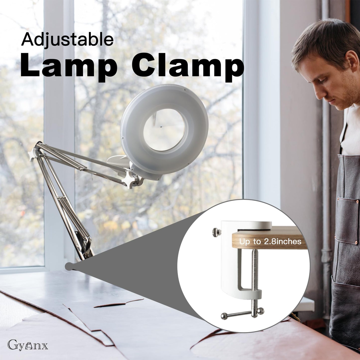 Large Magnifying Lamp with Clamp - Heavy Duty 10X LED Magnifier, 4200 Lumens, 5 Inch Glass Lens - Adjustable Stainless Steel Arm - Perfect for Reading, Craft, Knitting, and etc