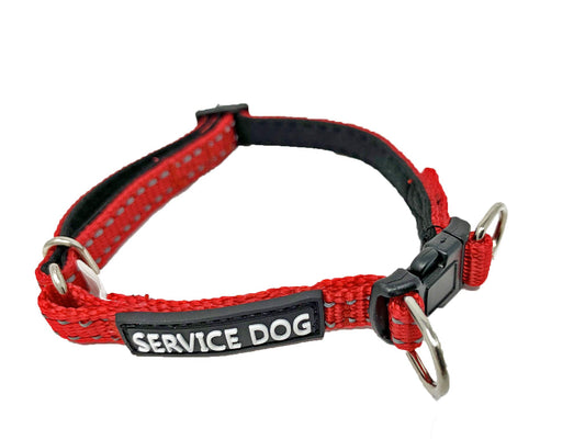 Albcorp Reflective Service Dog Collar - Service Dog Rubber Patch - Durable D-Ring for Service Animal Leashes or ID Tags, Small, Red