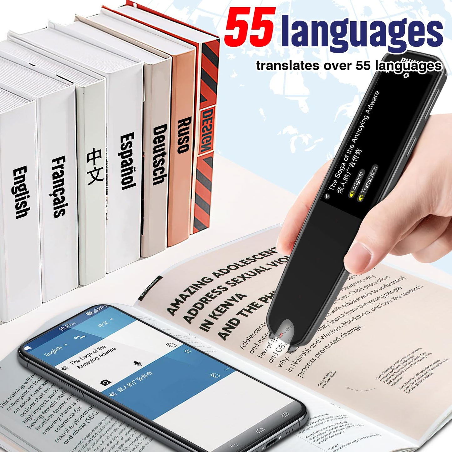 Pen Scanner |Translator Pen |Reading Pen | Text to Speech | OCR Reading Pen for Dyslexia|Reading Pen |Wireless Standalone|LCD Touchscreen|Wi-Fi Connection| Pluma traductor de idiomas Latest Version