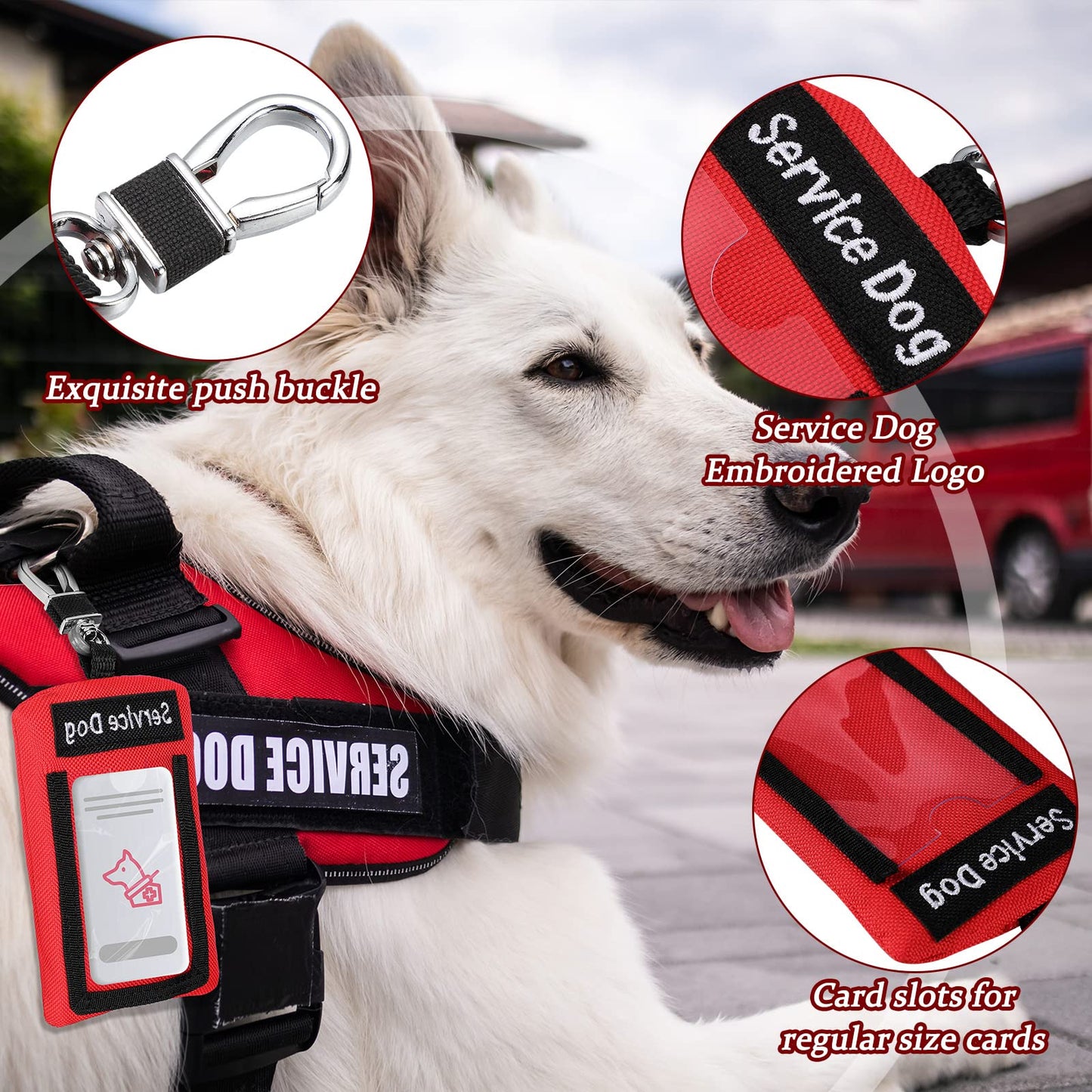 2 Pcs Service Dog ID Identification Carrier Service Dog ID Holder Oxford Cloth Clip on Badge Holder Display Your Dog Zippered Pouch Carry Small Items Clip on Badge Pocket with Card Slot