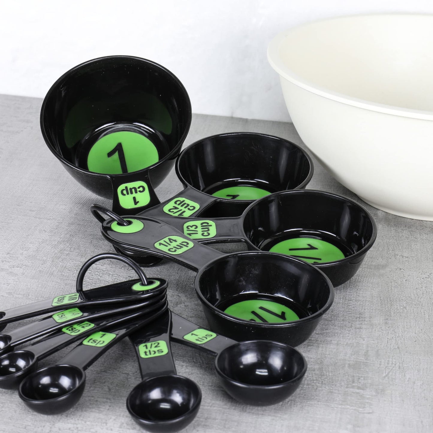 Chef Craft Easy to Ready Plastic Measuring Cup Set, 10 piece set, Green