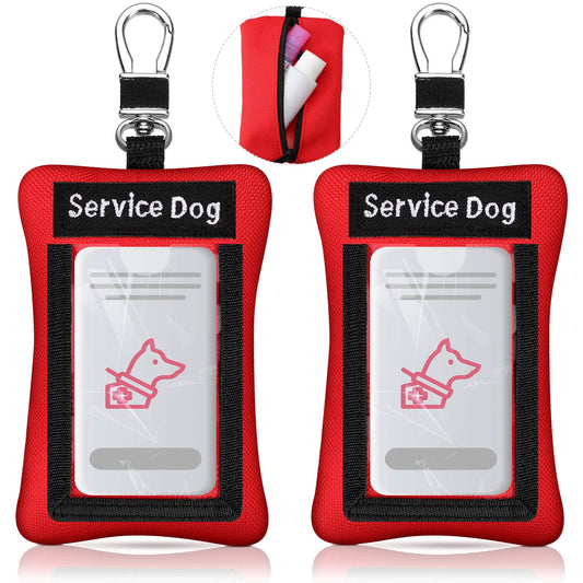 2 Pcs Service Dog ID Identification Carrier Service Dog ID Holder Oxford Cloth Clip on Badge Holder Display Your Dog Zippered Pouch Carry Small Items Clip on Badge Pocket with Card Slot