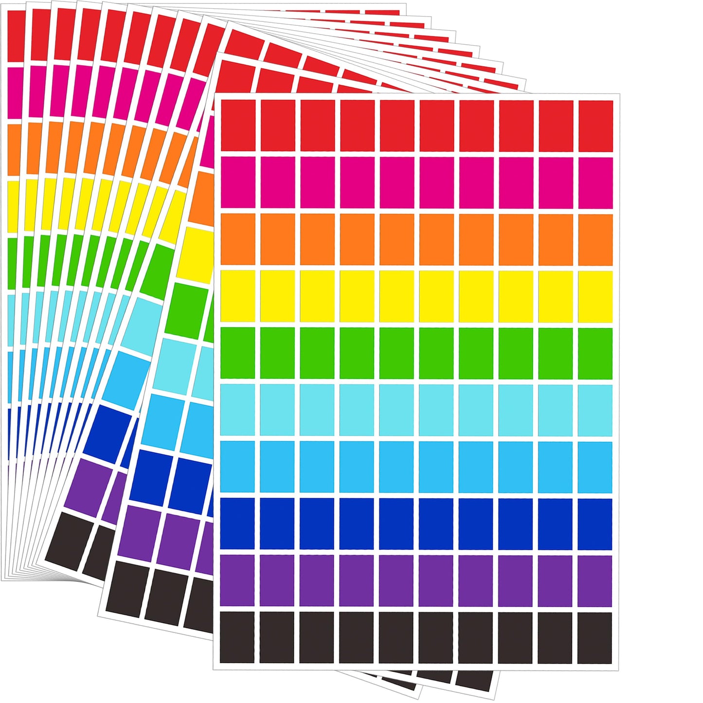 2500 PCS Color Coding Labels 1/2" x 3/4" Rectangular Colored Label Stickers 10 Colors  Great for labelling file folders, Appliances, Remotes